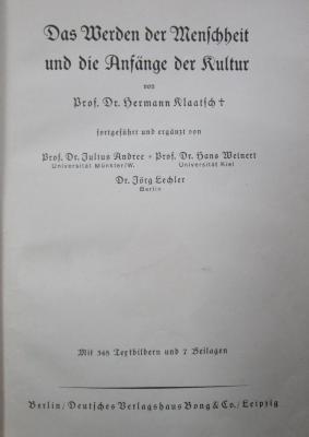 Bd 162 2.Ex.: Das Werden der Menschheit und die Anfänge der Kultur (1936)