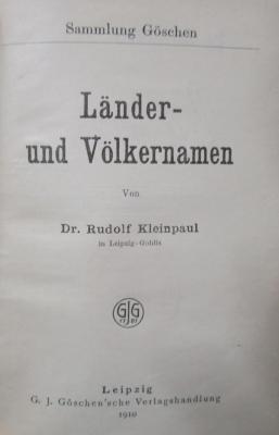 Ba 119 2.Ex.: Länder- und Völkernamen (1910)