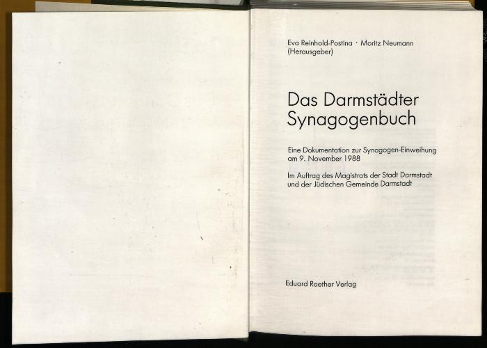 JUD II F8 99 496 : Das Darmstädter Synagogenbuch (1988)