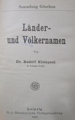 Ba 119: Länder- und Völkernamen (1910)
