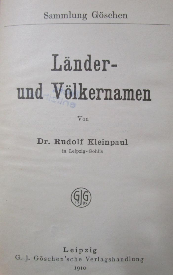 Ba 119: Länder- und Völkernamen (1910)