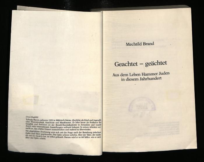 JUD II F8 92 177 : Geachtet – Geächtet: Aus dem Leben Hammer Juden in diesem Jahrhundert
 (1991)