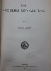 VIII 978 Erg.-H. 32: Das Problem der Geltung (1914)