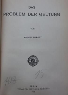 VIII 978 Erg.-H. 32: Das Problem der Geltung (1914)