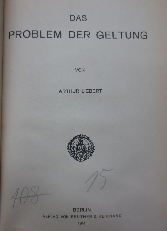 VIII 978 Erg.-H. 32: Das Problem der Geltung (1914)