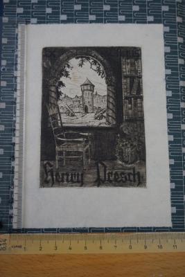 - (Presch, Henry), Etikett: Name, Exlibris; 'Ex Libris Henry Presch'. 