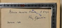 - (Oppenheimer, Franz), Von Hand: Widmung, Name, Autogramm; 'Meinem verehrten Freunde H. [Krüger] Franz Oppenheimer Weihnacht 1933.'. 