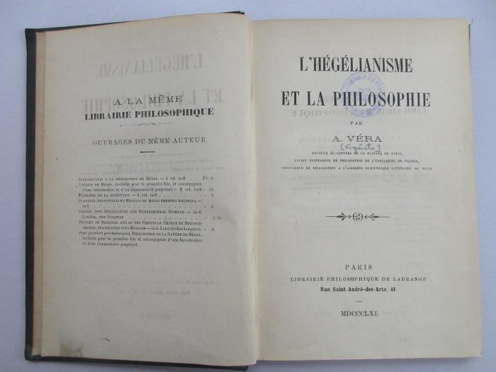 12 G 138 : L' hégélianisme et la philosophie (1861)