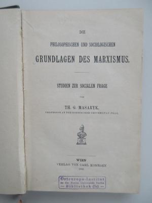 Sz Ad 1062 : Die philosophischen und sociologischen Grundlagen des Marxismus. Studien zur socialen Frage (1899)