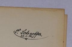 - (Schaeffer, P.), Von Hand: Autogramm, Name, Datum; 'P. Schaeffer. 30.II.98.'. 