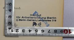 - (Institut für Arbeiterbildung Berlin-Dahlem), Stempel: Berufsangabe/Titel/Branche, Ortsangabe, Signatur; 'Institut für Arbeiterbildung Berlin Berlin-Dahlem, Lentzeallee 7/9 Pb 17'. 