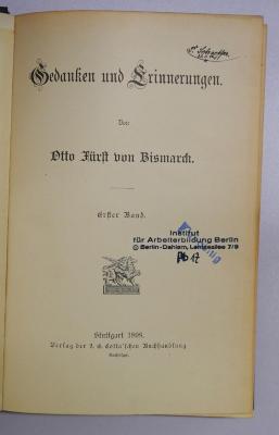 SA 1221-1 : Gedanken und Erinnerungen (1898)