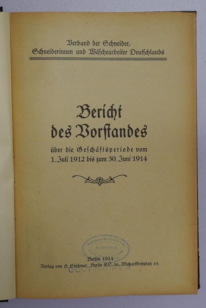 SA 1341-1916 : Bericht des Vorstandes über die Geschäftsperiode vom 1. Juli 1912 bis zum 30. Juni 1914. (1914)