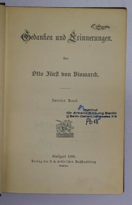 SA 1221-2 : Gedanken und Erinnerungen (1898)