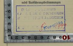 - (Bibliothek des Instituts für Arbeiterbildung Berlin-Dahlem), Stempel: Berufsangabe/Titel/Branche, Ortsangabe, Signatur; 'Bibliothek d. Instituts f. Arbeiterbildung BLN-Dahlem ab: XI/69 neue Signatur u. Systematik F 1449'. 