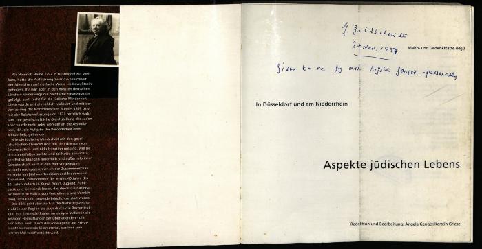 JUD II F8 07 109 : Aspekte jüdischen Lebens: In Düsseldorf und am Niederrhein