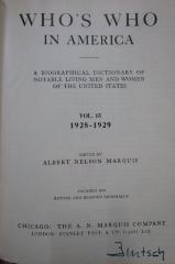 Od 122 15 1928/29: Who's who in America : a biographical dictionary of notable living men and women of the United States. Vol. 15 1928-1929 (1928)