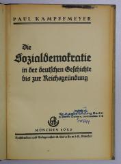 SA 580 : Die Sozialdemokratie in der deutschen Geschichte bis zur Reichsgründung (1926)