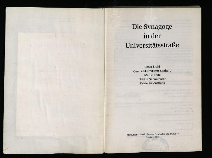 JUD II F8 07 114 : Die Synagoge in der Universitätsstraße
 (2003)