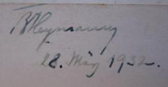 - (Heymann, Bruno), Von Hand: Autogramm, Name, Datum; 'B Heymann
28. März 1932.'. 