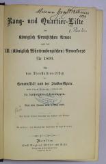 SA 2033 : Rang- und Quartier-Liste der Königlich Preußischen Armee und des XIII. (Königlich Württembergischen) Armeekorps für 1899. (1899)