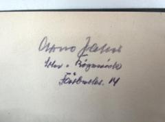 - (Jahn, Arno[?]), Von Hand: Name, Ortsangabe; 'Arno[?] Jahn
Ber[lin] Köpenick
Färberstr.14'. 