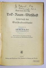 SA 2074 : Volk, Raum, Wirtschaft : Lehrbuch der Wirtschaftserdkunde. (1942)