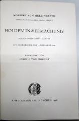 Cg 938: Hölderlin-Vermächtnis : Forschungen und Vorträge. Ein Gedenkbuch zum 14. Dezember 1936  (1936)