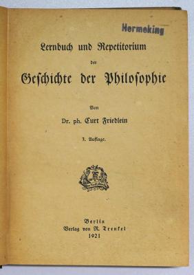 SA 1882&lt;3&gt; : Lernbuch und Repetitorium der Geschichte der Philosophie (1921)