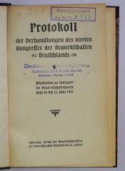 SA 1352-1 bis -4, -9 : Protokoll der Verhandlungen des [...] Kongresses der Gewerkschaften Deutschlands (für die Jahre 1892. 1896, 1899, 1902, 1914)
