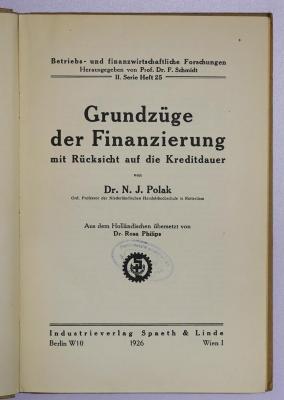 SA 1971 : Grundzüge der Finanzierung (1926)