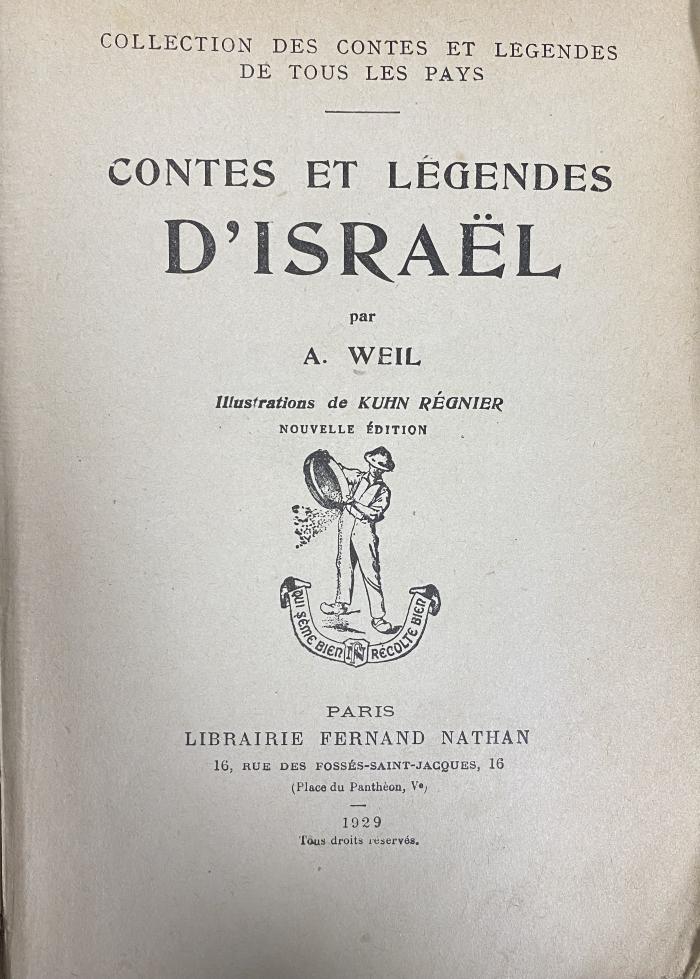 00/12415 : Contes et légendes d'Israel (1929)