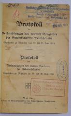 SA 1352-9b : Protokoll der Verhandlungen des neunten Kongresses der Gewerkschaften Deutschlands
 (1914)