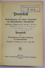 SA 1352-8 : Protokoll der Verhandlungen des achten Kongresses der Gewerkschaften Deutschlands
 (1911)