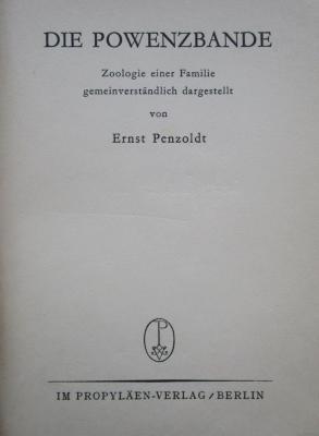 Cm 462: Die Powenzbande : Zoologie einer Familie (1930)