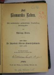 Ig 29-1/3 : Fürst Bismarcks Reden 1 (1895)