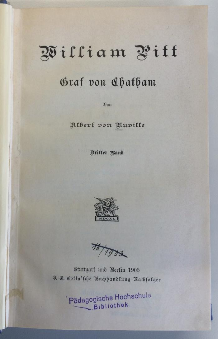 Gesch 10 c 1 pit 3 : William Pitt, Graf Von Chatham (1905)