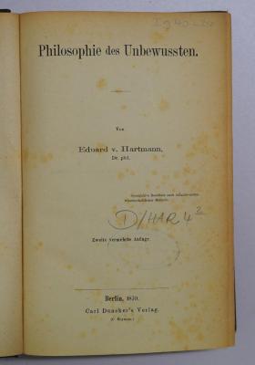 Ig 40&lt;2&gt; : Philosophie des Unbewussten. (1870)