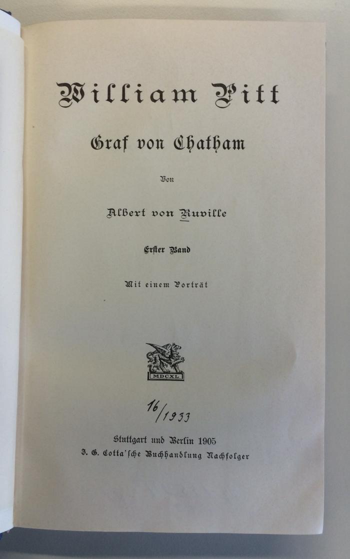 Gesch 10 c 1 pit 1 : William Pitt, Graf Von Chatham (1905)