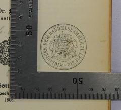 - (Bücherei der Industrie- und Handelskammer Leipzig), Stempel: Berufsangabe/Titel/Branche, Ortsangabe; 'Bibliothek der Handelskammer zu Leipzig'. 