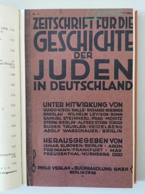 Ex 47290:F8 : Zeitschrift für die Geschichte der Juden in Deutschland (1929-1938);- (Loewe, Heinrich Eljakim), Von Hand: Name; 'Loewe'. 