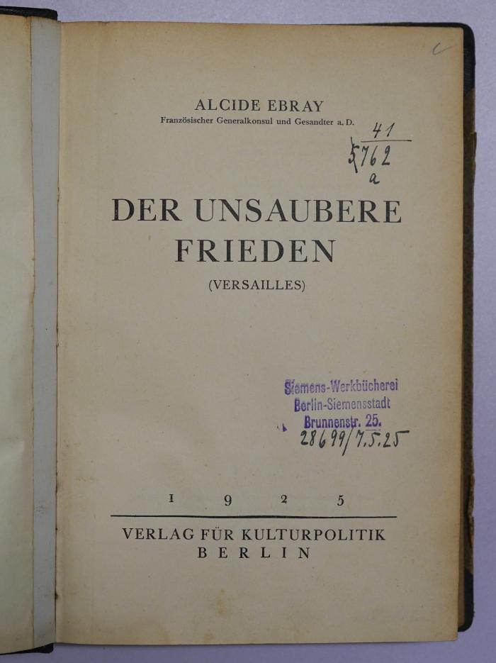 SA 3091 : Der unsaubere Frieden : Versailles (1925)