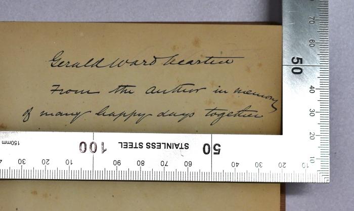 Ig 12 : The Lushai Expedition 1871-1872 (1873);-, Von Hand: Widmung, Name; 'Gerald Ward Keastin
Widmung: From the author in memory of many happy days together'