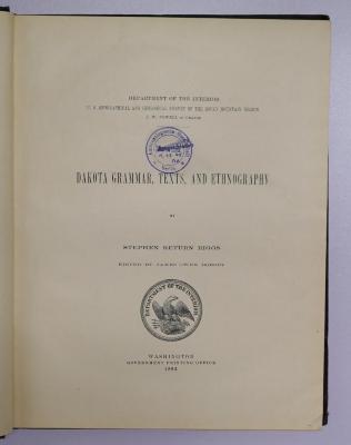 Ig 15 : Dakota Grammar, Texts, and Ethnography (1893)