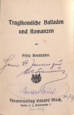 DLIT7241 : Tragikomische Balladen und Romanzen ([ca. 1909])