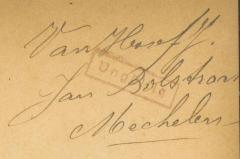 - (Hoof, A. van), Von Hand: Name; 'Van Hoof J. Jan Bolstraat Mechelen'. 