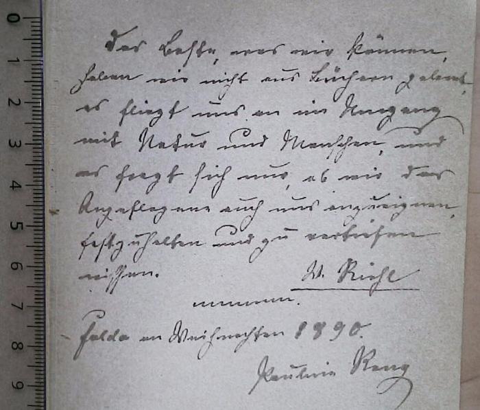-, Von Hand: Widmung