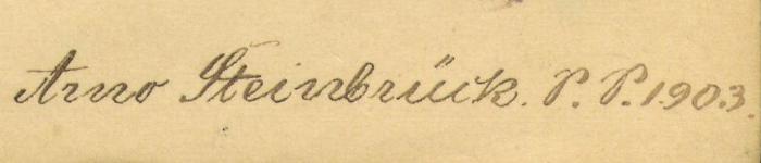 - (Steinbrück, Arno), Von Hand: Name; 'Arno Steinbrück. S. S. 1903.'. 