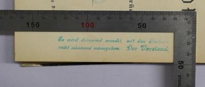 SA 1990 : Erinnerungen, Aufsätze und Reden (1902);-, Stempel: Notiz, Berufsangabe/Titel/Branche; 'Es wird dringend ersucht, mit den büchern recht schonend umzugehen. Der Vorstand.'