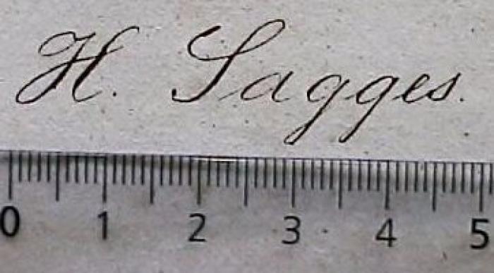 - (Sagges, H.), Von Hand: Autogramm; 'H. Sagges'.  (Prototyp)